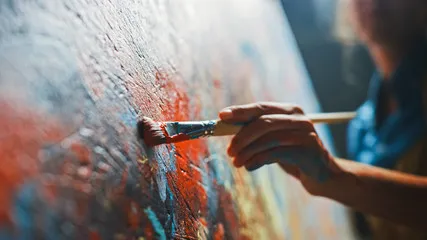 brush painting on canvas