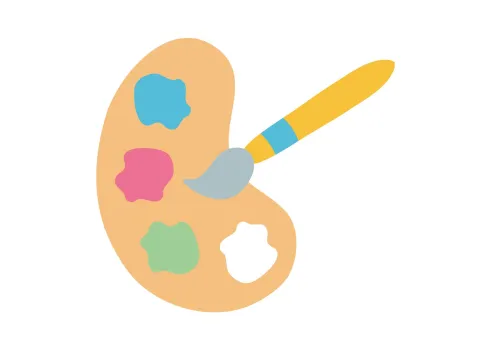 Paint brush with palate and 4 paint colors