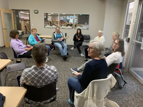 book club members sitting in a circle
