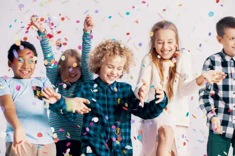 kids in confetti