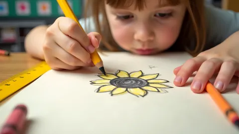 Child drawing a flower