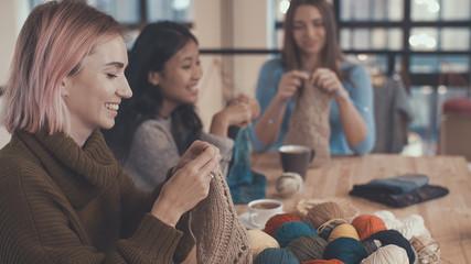 Adults knitting
