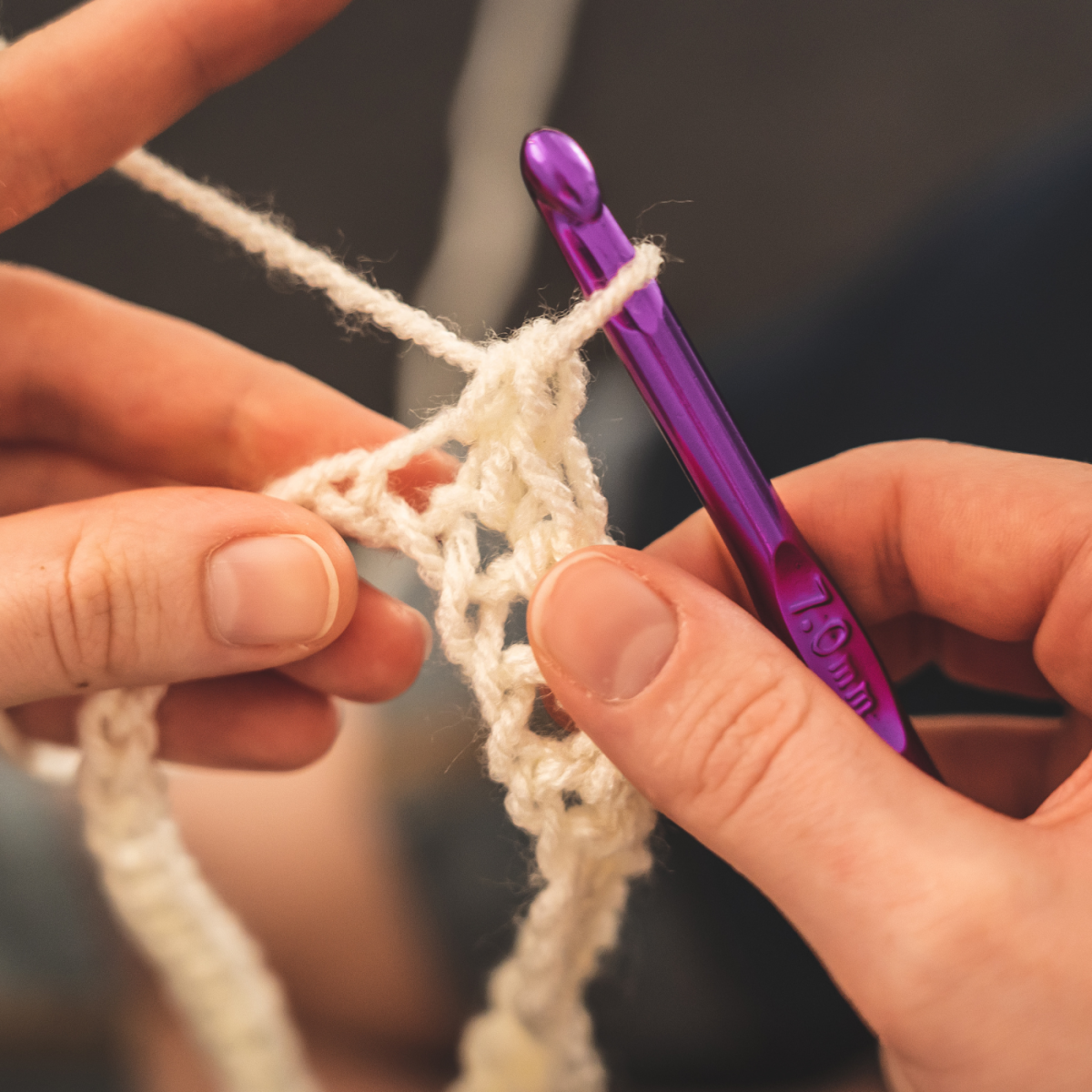 closeup of someone doing crochet