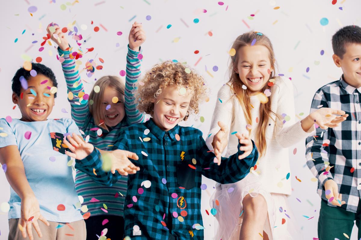 kids in confetti